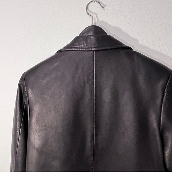 Women's anonymous Black Leather Jacket size Medium with buttons - Picture 4 of 14